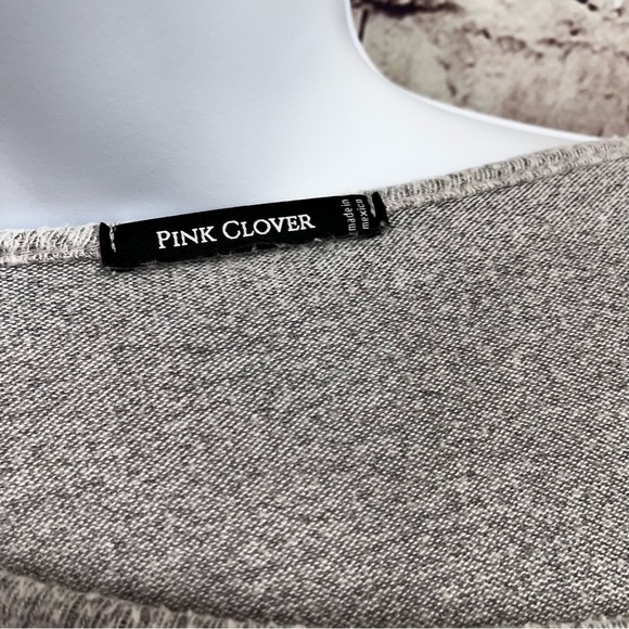 Pink Clover Gray Color Block Twist Hem Fleece Top - Picture 7 of 8